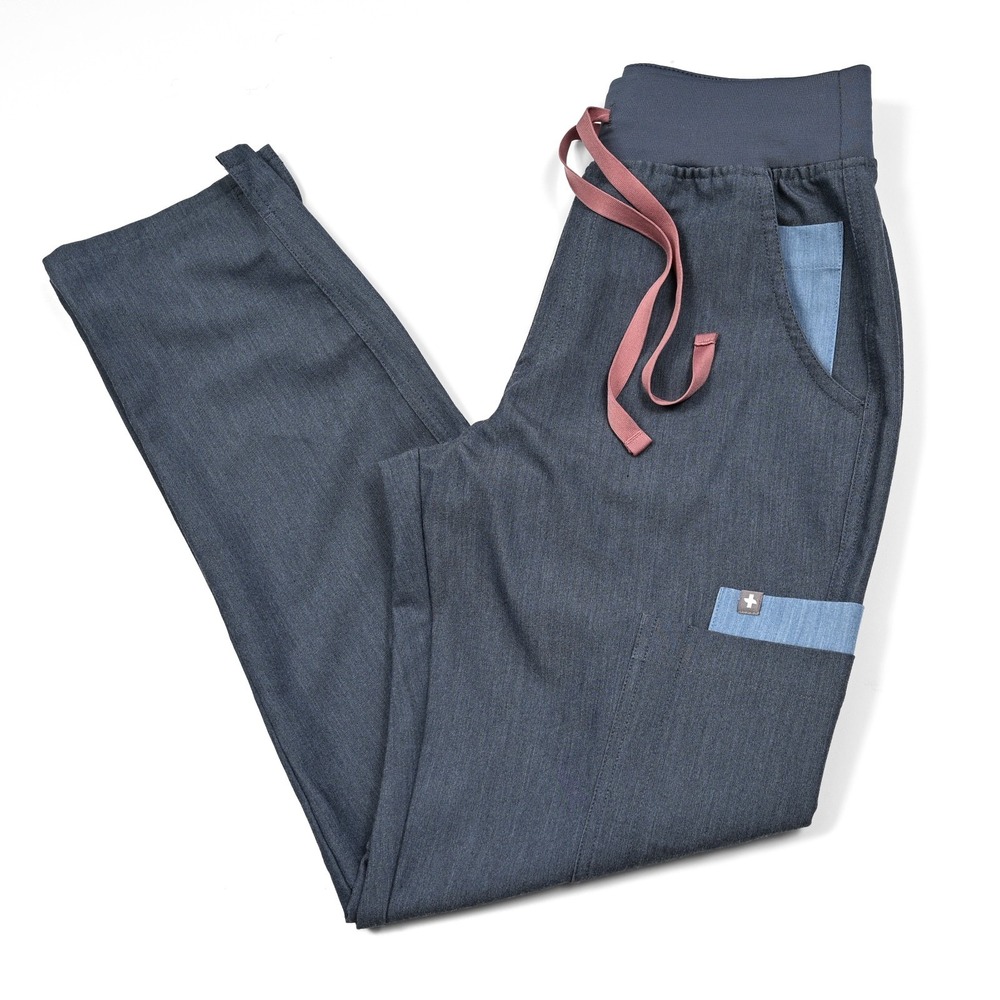 FIGS Zamora 2.0 Jogger Scrub Pants Heather Denim‎ Technical Collection XS